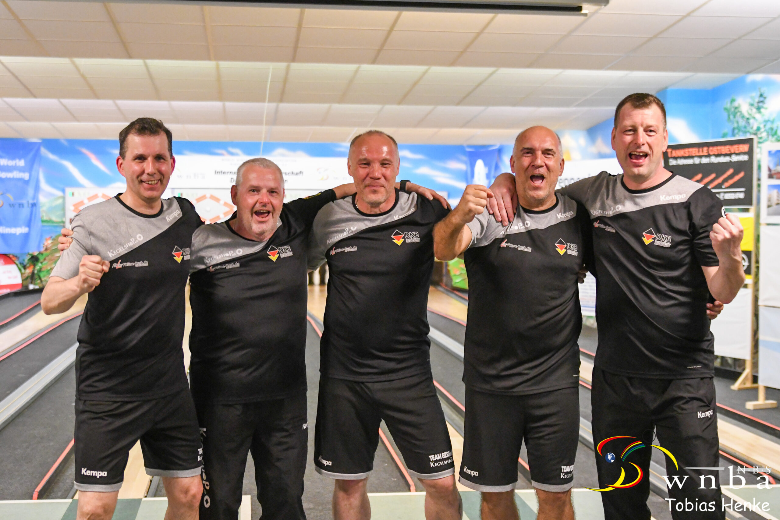 Die erfolgreiche Nationalmannschaft (Herren A) von links: Uwe Schierk, Alexander Lehnhausen, Thomas Klein, Knut Martini, Stefan Lampe.